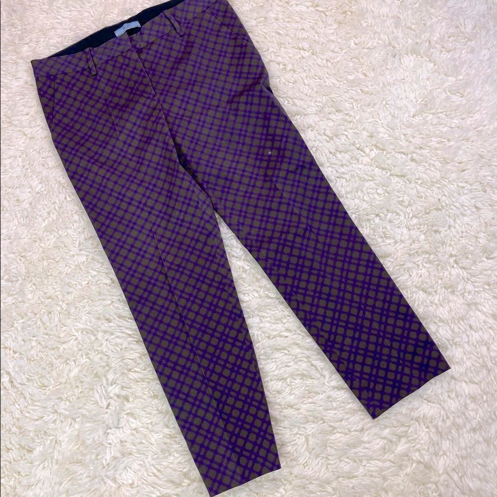 Prada Straight Leg Plaid Wool Blends Pants
